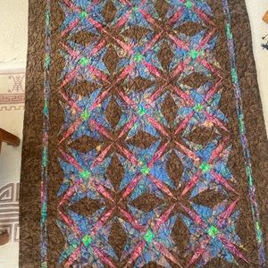 Handmade modern quilt with batik cotton